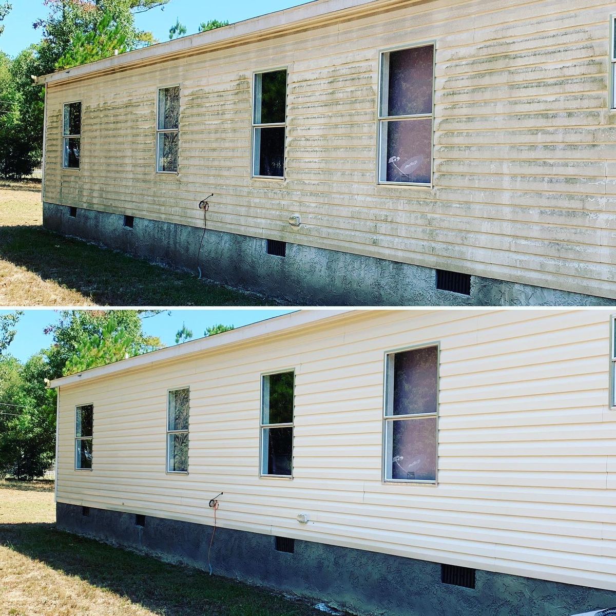 Mobile home washing before and after